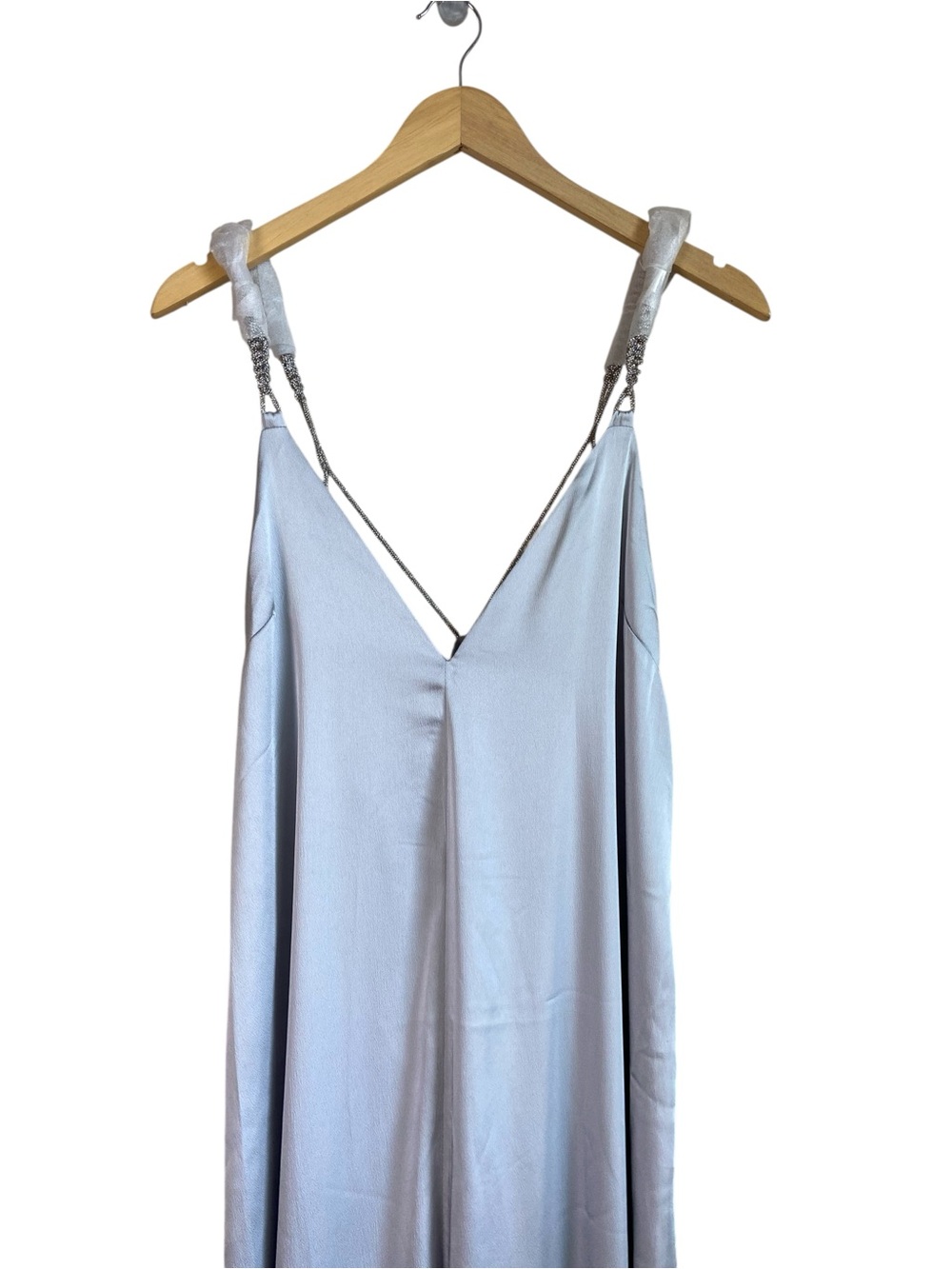 Significant Other Abbey Trapeze Pewter Satin Maxi Dress Size 6 NWOT - Picture 5 of 10